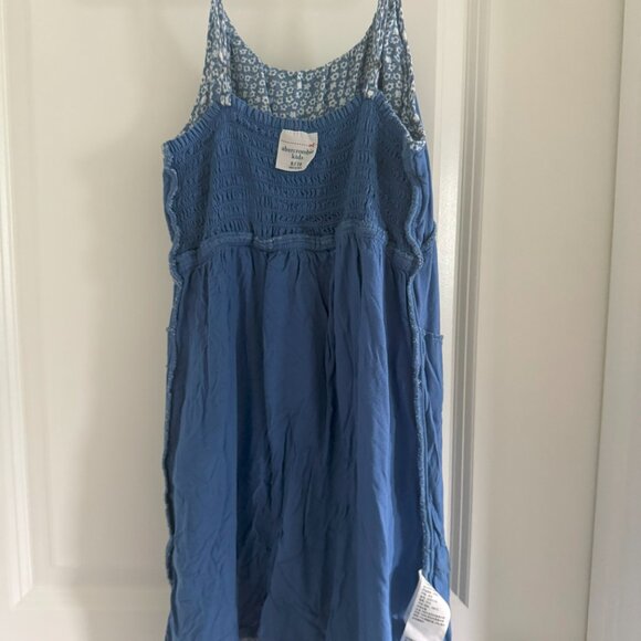 Abercrombie Kids Girls Ruched Slip  Dress Size 9/10 Blue Floral - Preloved - Picture 6 of 6